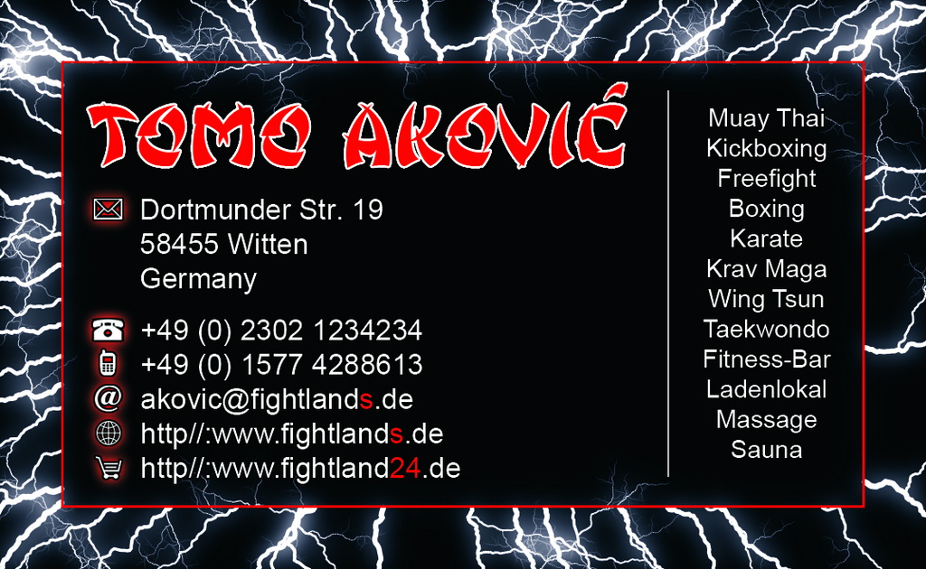 Fightland vCard back